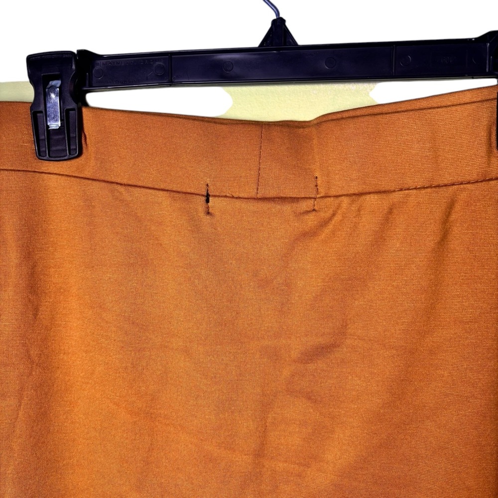 Ashley Blue‎ XL Mustard Knit Pencil Skirt Copper Button Detail Career Casual - Picture 4 of 9